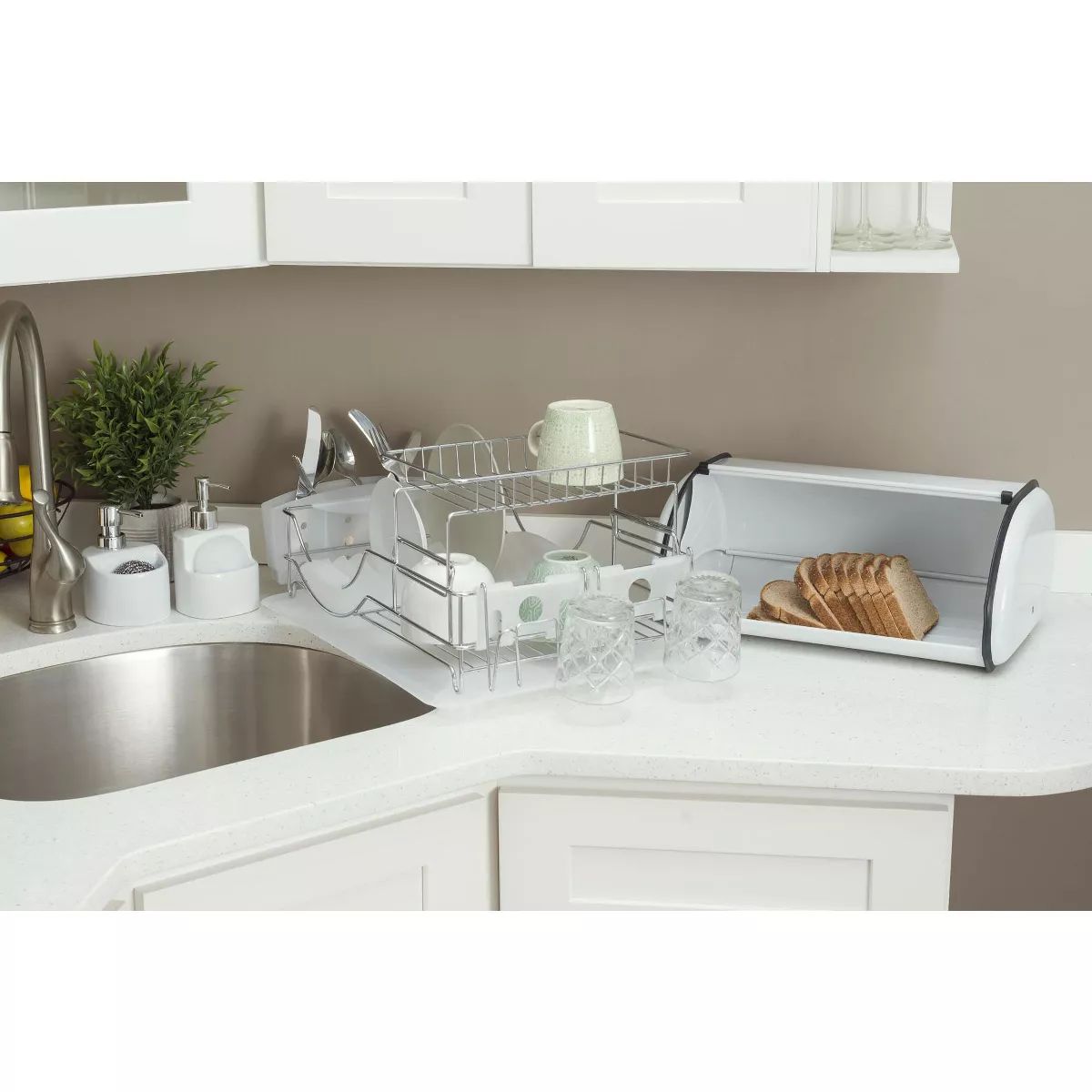 Home Basics Chrome Plated Steel 2 Tier Deluxe Dish Drainer