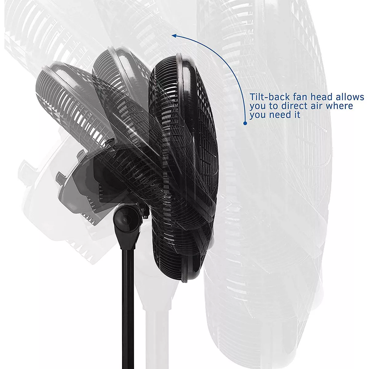 Lasko 1827 Elegance and Performance 18-Inch 3 Speed Adjustable 90 Degree Oscillating Tilt-Head Standing Home Pedestal Fan, Black