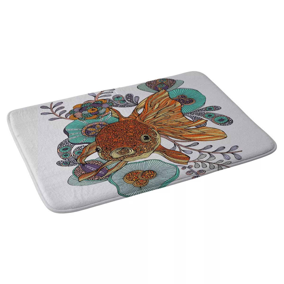 Valentina Ramos Little Fish Cushion Bath Mat Orange - Deny Designs