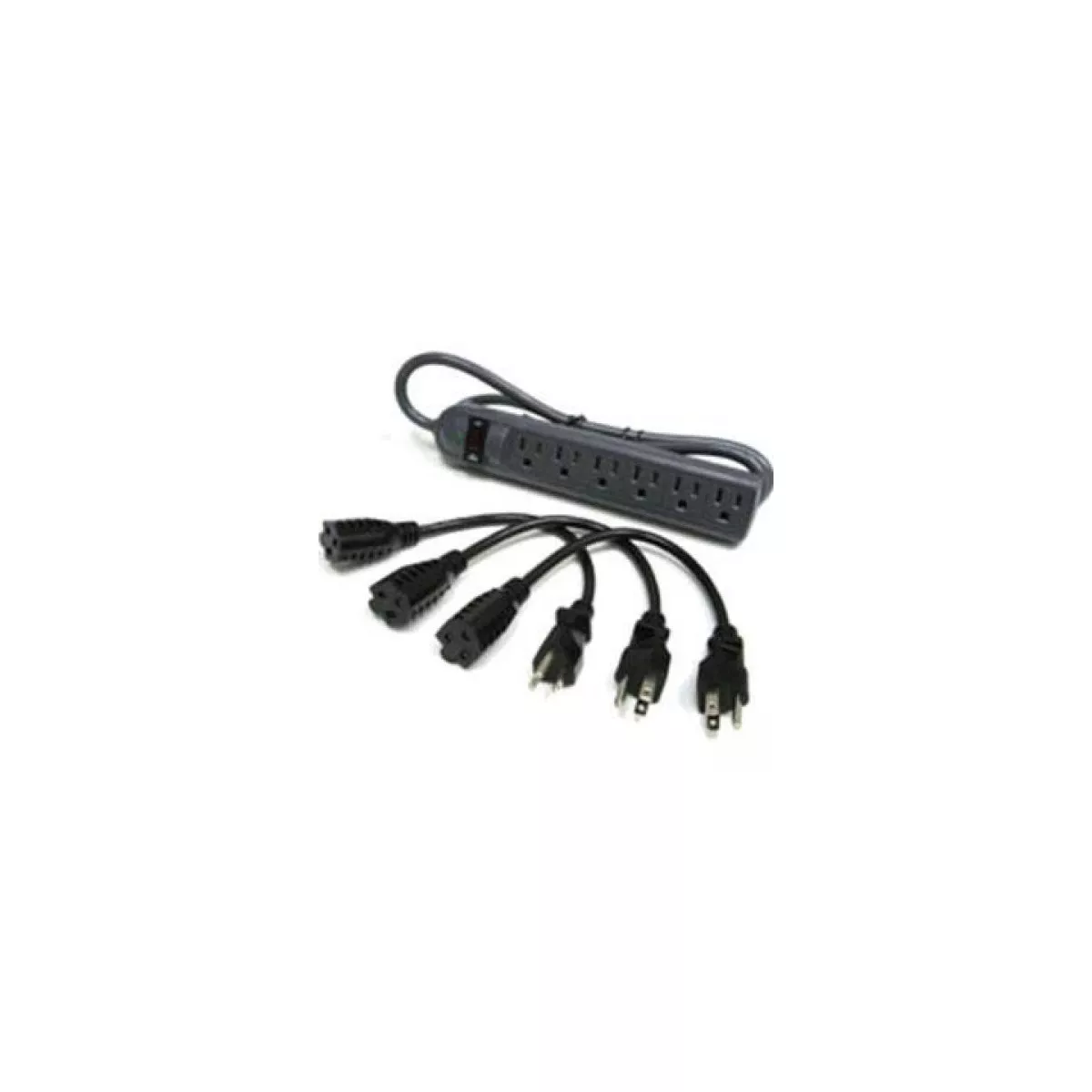 C2G 6-Outlet Surge Suppressor with (3) 1ft Outlet Saver Power Extension Cords - Receptacles: 6 x NEMA 5-15R - 270J