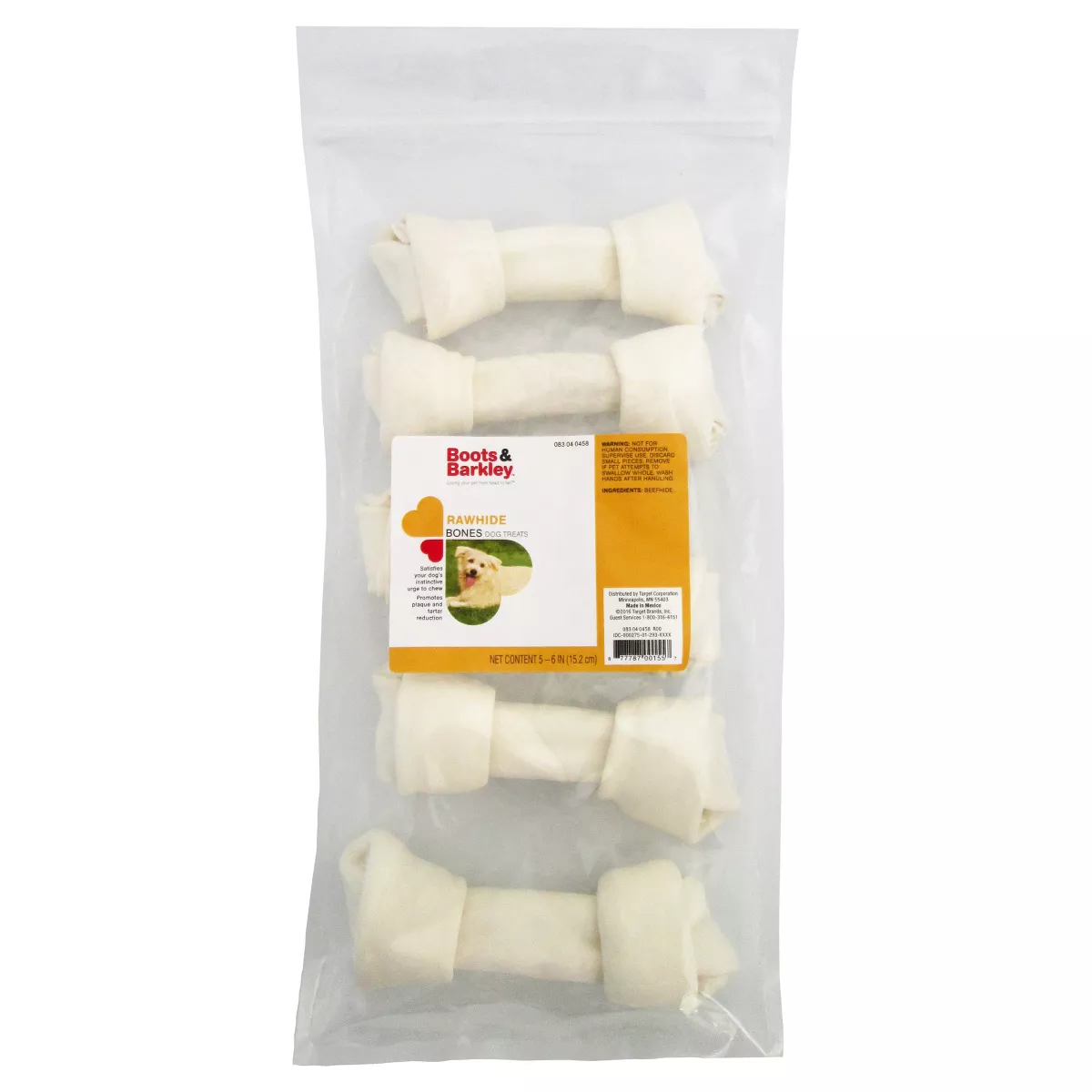 Natural Rawhide Bones Dog Treats - 5ct - Boots & Barkley™