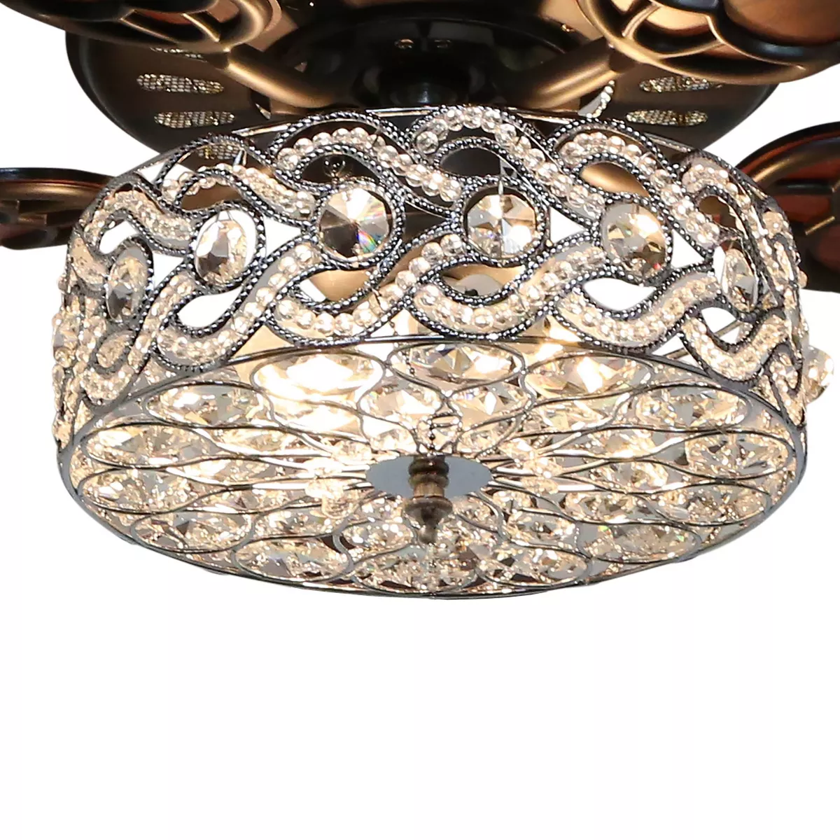 52" LED 5-Blade Olivia Double Beaded Braid Wedding Band Lighted Ceiling Fan - River of Goods