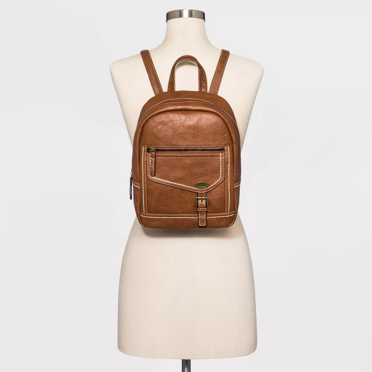 Concept Zip Closure Backpack - Brown