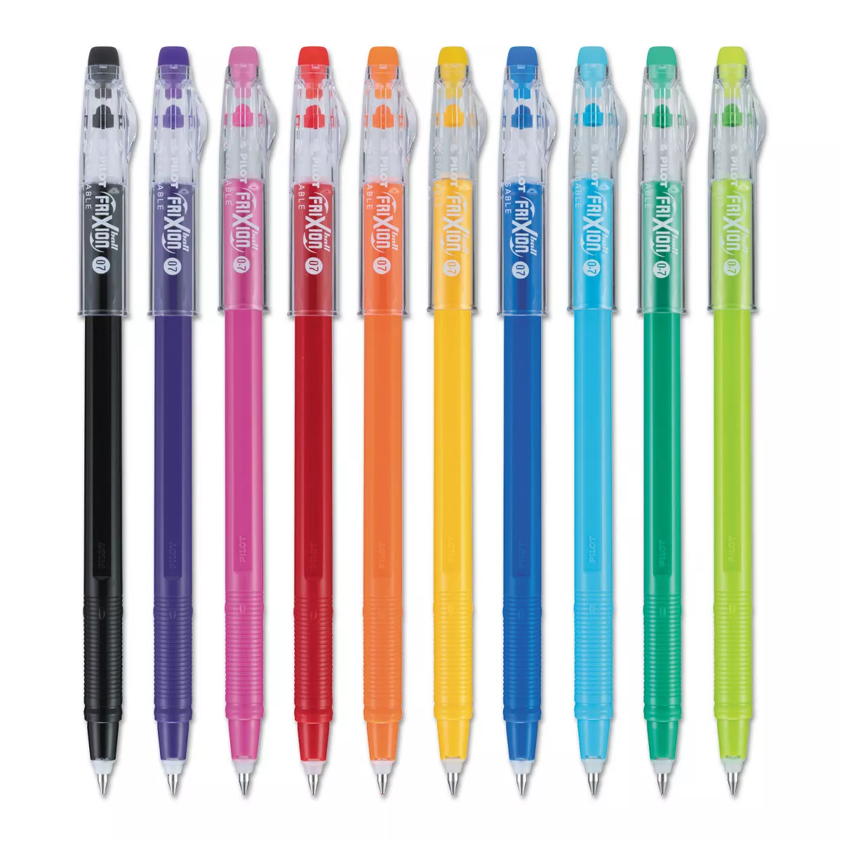 Pilot FriXion ColorSticks Erasable Gel Ink Pen, Fine, 0.7 mm, Assorted Ink, 10/PK 32456