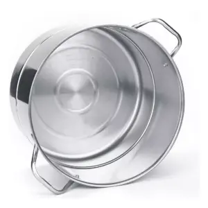 Alpine Cuisine 6.5 Quart Stainless Steel Stock Steamer Stovetop Cooking Pot 3 Piece Cookware Set for Home Kitchen with Steamer Lid