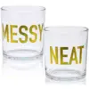 Blue Panda 2-Pack Messy & Neat Glass Whiskey Glasses, Bride & Groom Wedding Gifts, Gold Foil, 7.5 Oz