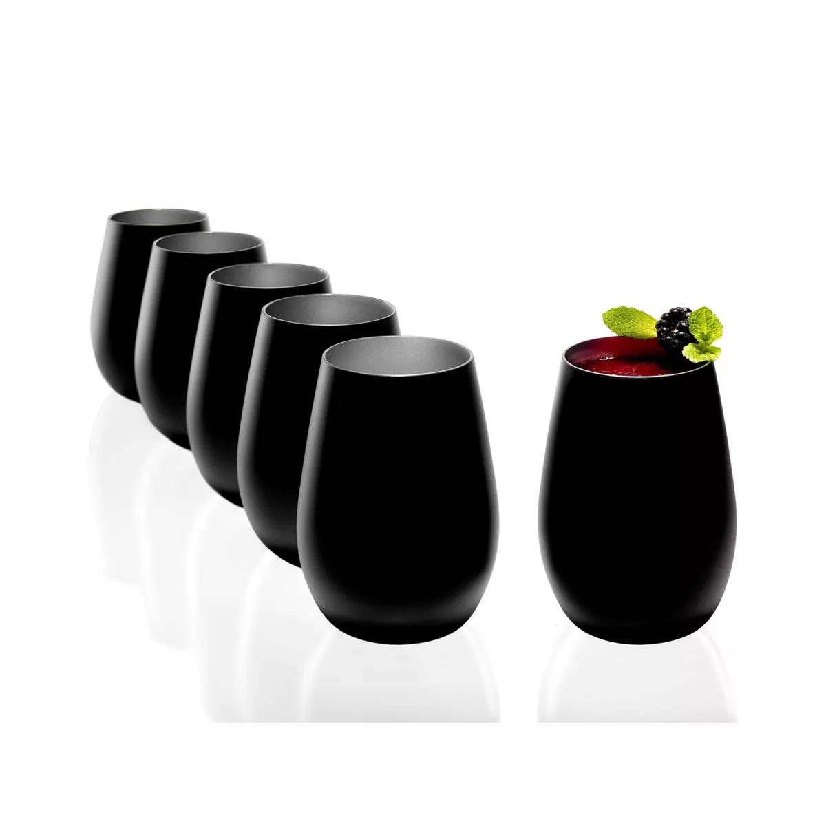 16.5oz 6pk Glass Olympia Tumbler Drinkware Set Black/Silver - Stolzle Lausitz