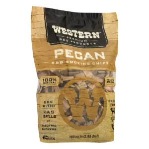 Western BBQ 78076 180 cu in. Premium Pecan Wood BBQ Charcoal Propane Grill/Smoker Cooking Chips