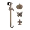 Haute Decor Adjustable Length Assembly Free Holiday Wreath Metal Decorative Door Hanger with Reindeer, Pumpkin, Butterfly, and Fleur De Lis, Bronze