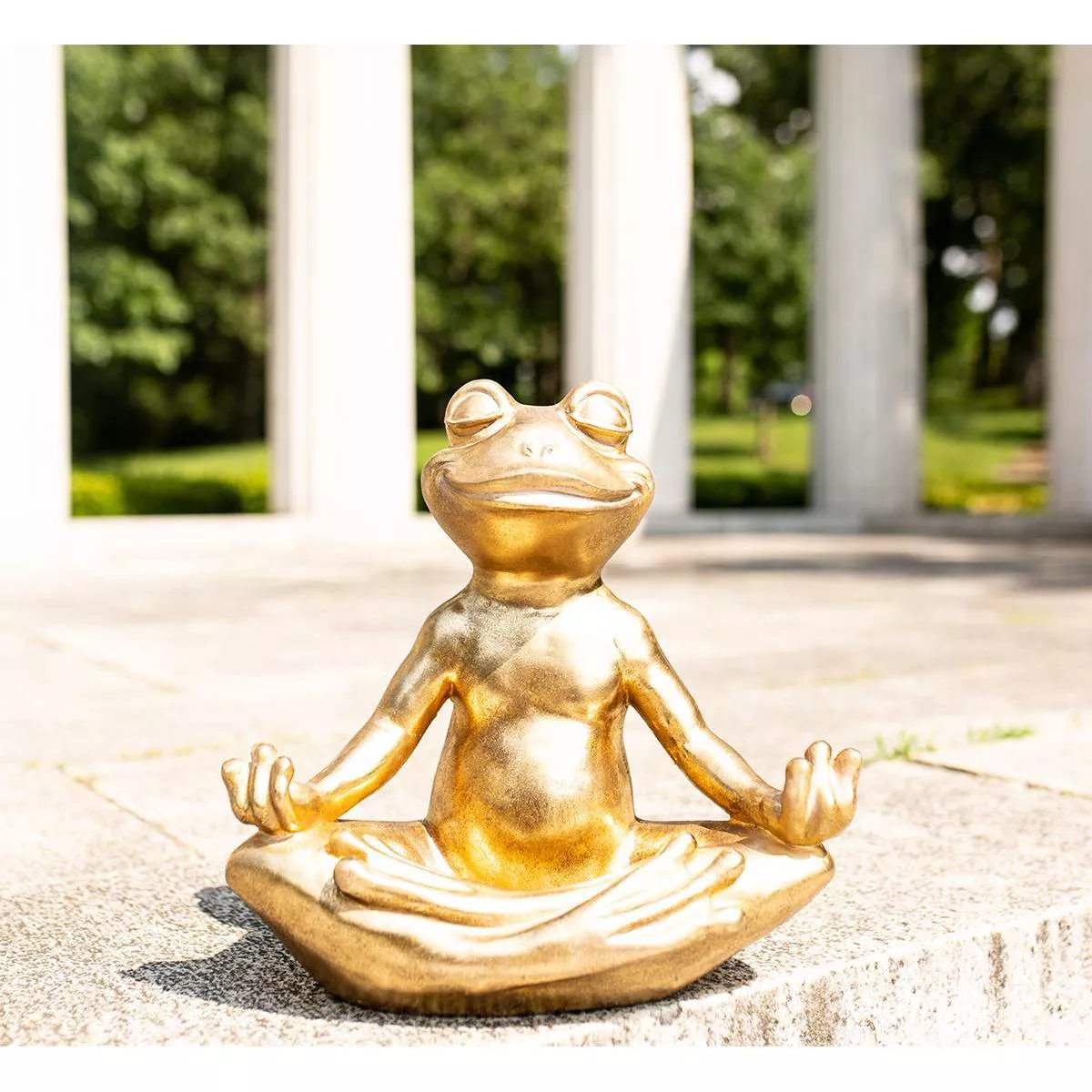 14.17" Resin Yoga Frog Statue Gold - Exhart
