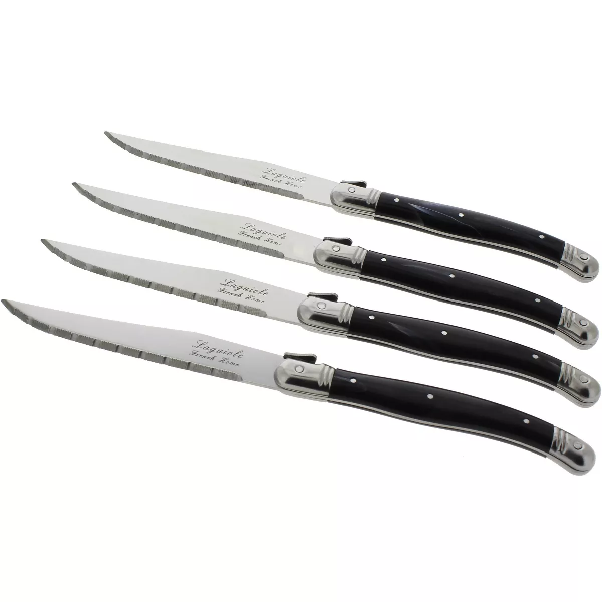 4pk Stainless Steel Laguiole Steak Knives Black - French Home