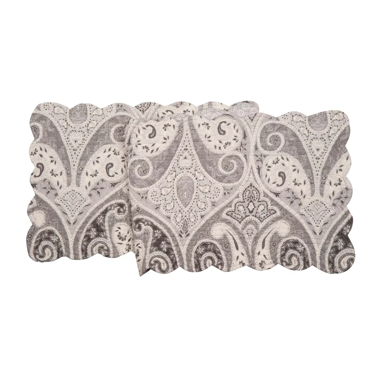 C&F Home 14" x 51" Nazima Gray Cotton Quilted Reversible Table Runner 14x51
