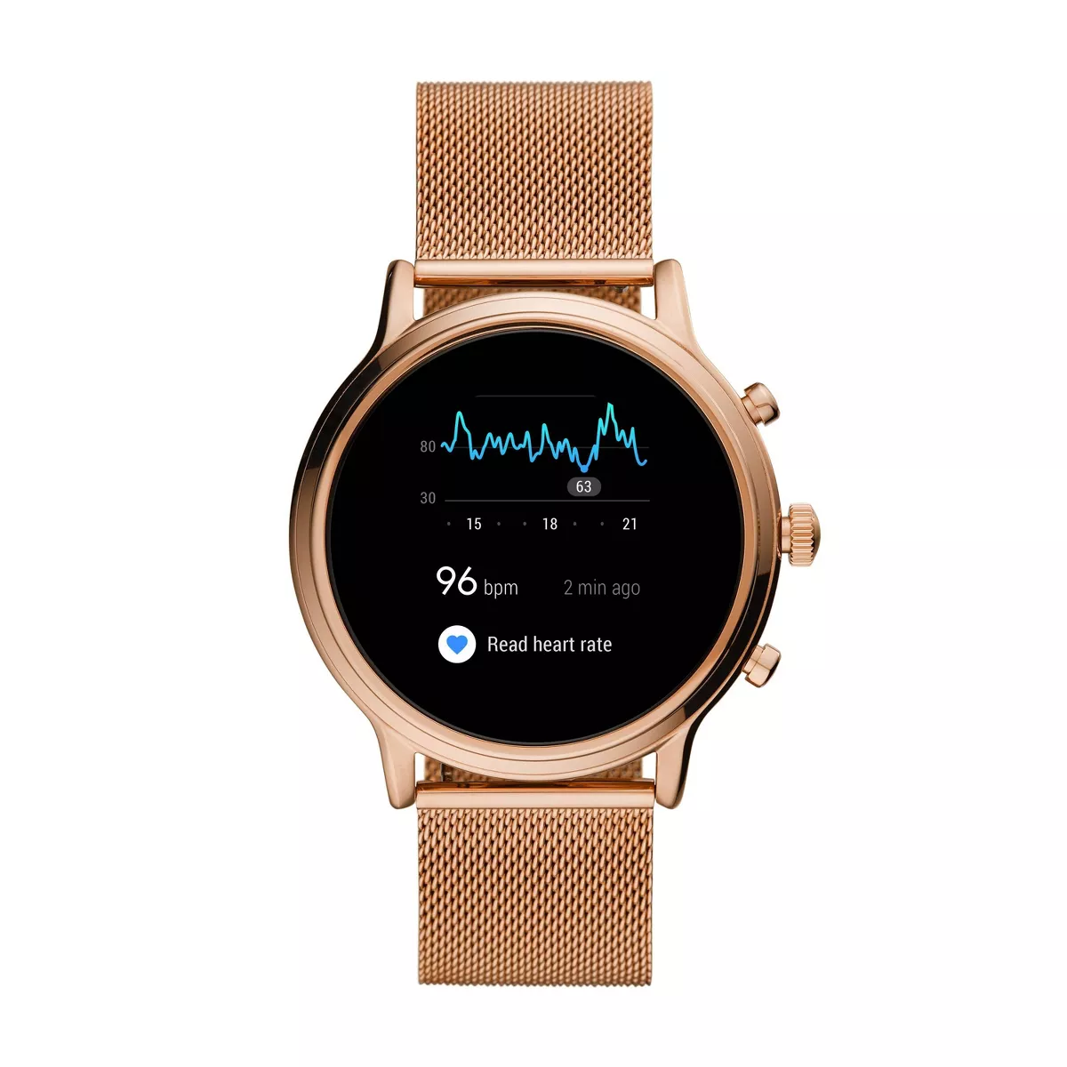 Fossil Gen 5 Smartwatch Julianna HR 44mm - Rose Gold-Tone Stainless Steel Mesh