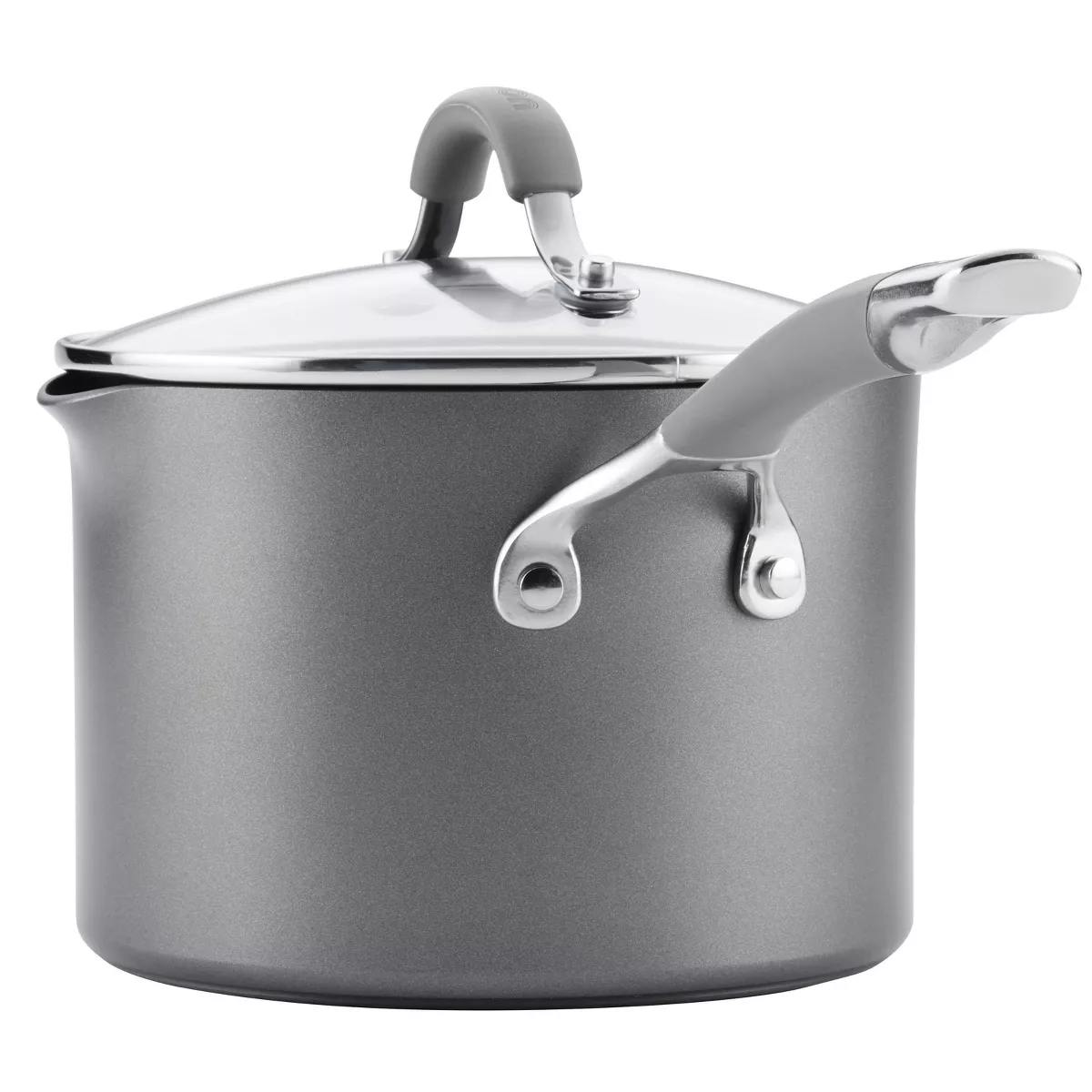 Circulon Elementum 3qt Hard Anodized Aluminum Nonstick Sauce Pan with Lid Gray