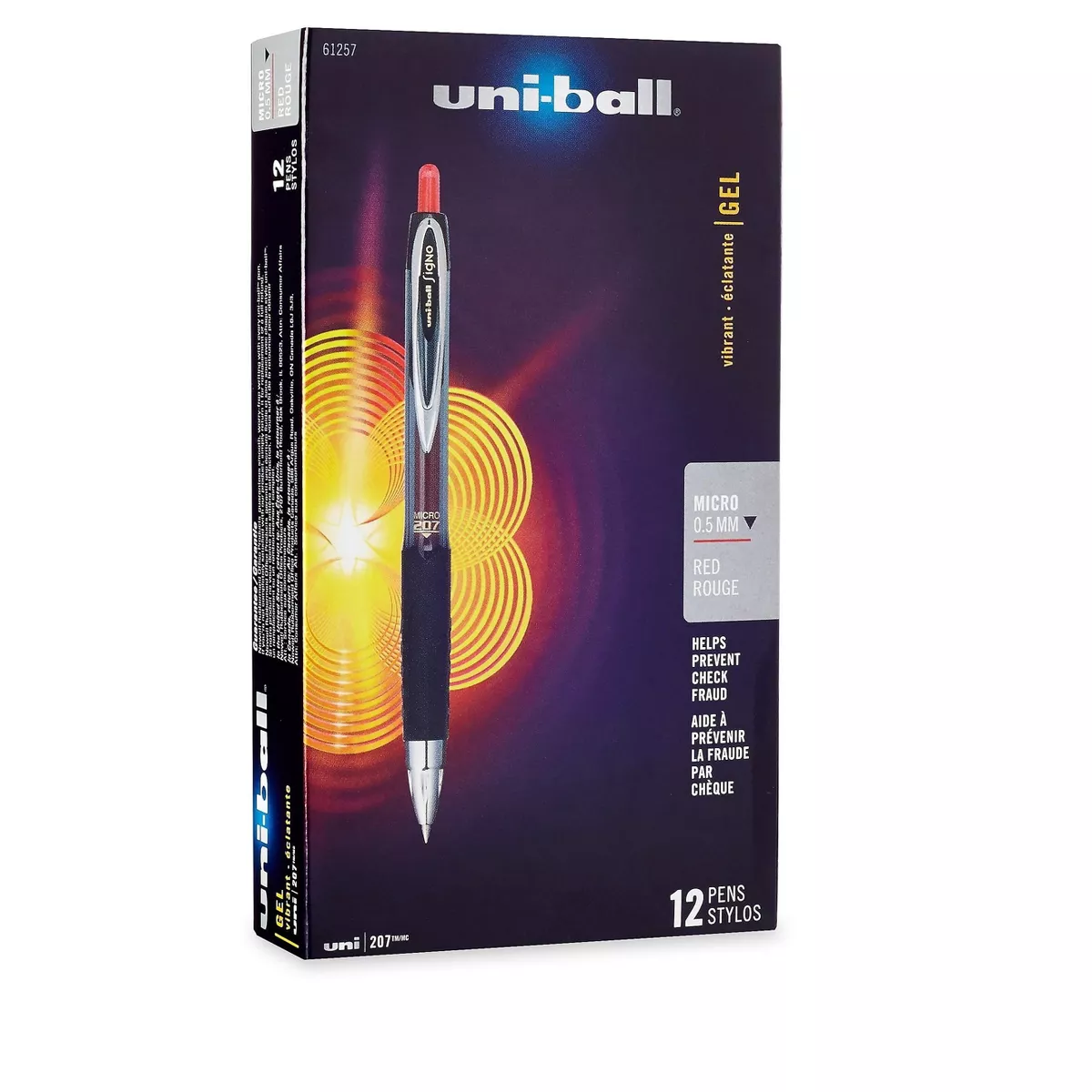 uni-ball Signo 207 Retractable Gel Pen Red Ink 0.5mm Dozen 61257