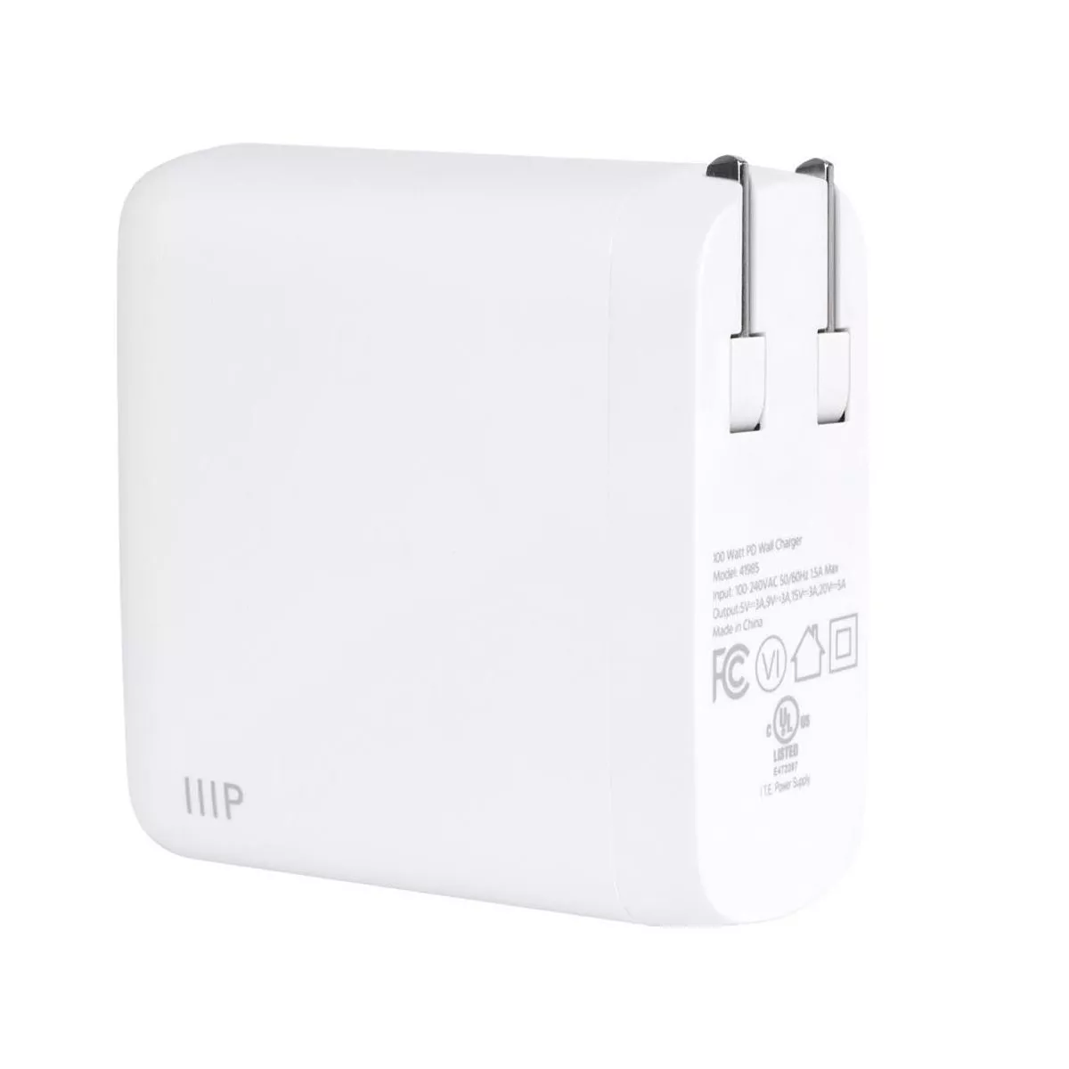 Monoprice USB-C Charger, 100W 1-Port PD GaN Technology Wall Charger for MacBook Pro/Air, iPad Pro, iPhone 12/11/Pro/Max/XR/XS/X, Pixel, Galaxy & More