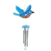 9.25" Metal and Plastic Solar Bird Fluttering Wings Wind Chime Blue - Exhart