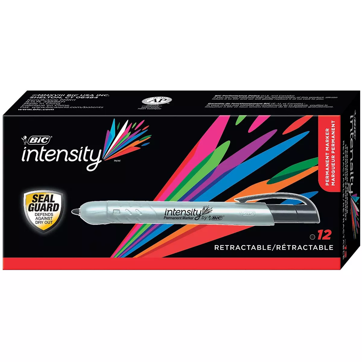 Bic Marking Retractable Permanent Marker Fine Tip Black Dozen PMR11BK