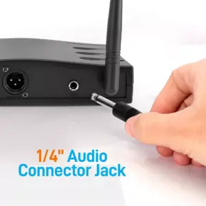 Pyle PDWM1988B Compact Wireless Portable PA Microphone Receiver Base System with Belt Pack Transmitter, Lavalier and Headset Microphones, Black