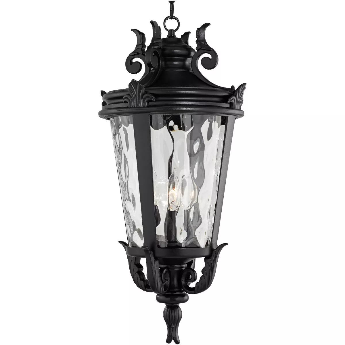 John Timberland Traditional Outdoor Ceiling Light Hanging Black Scroll 26 1/4