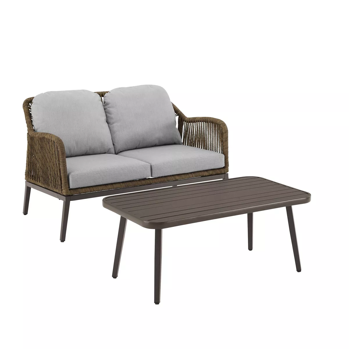 Haven 2pc Outdoor Wicker Conversation Set - Light Gray - Crosley