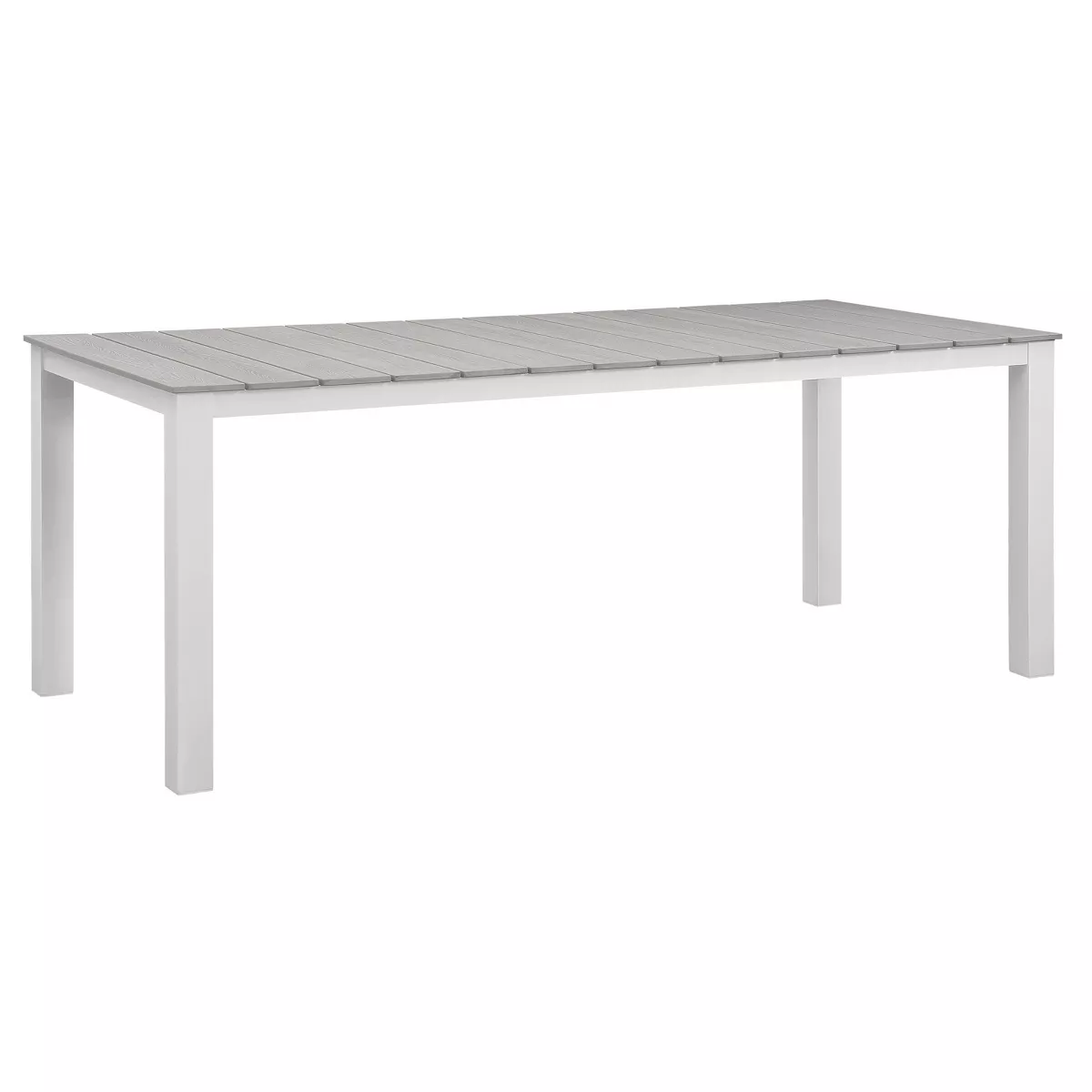 Maine 7pc Rectangle Metal Patio Dining Set - White/Light Gray - Modway