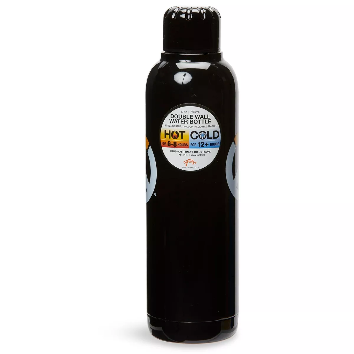 Just Funky Overwatch Logo Black Double Wall Stainless Steel Water Bottle | Holds 17 Ounces