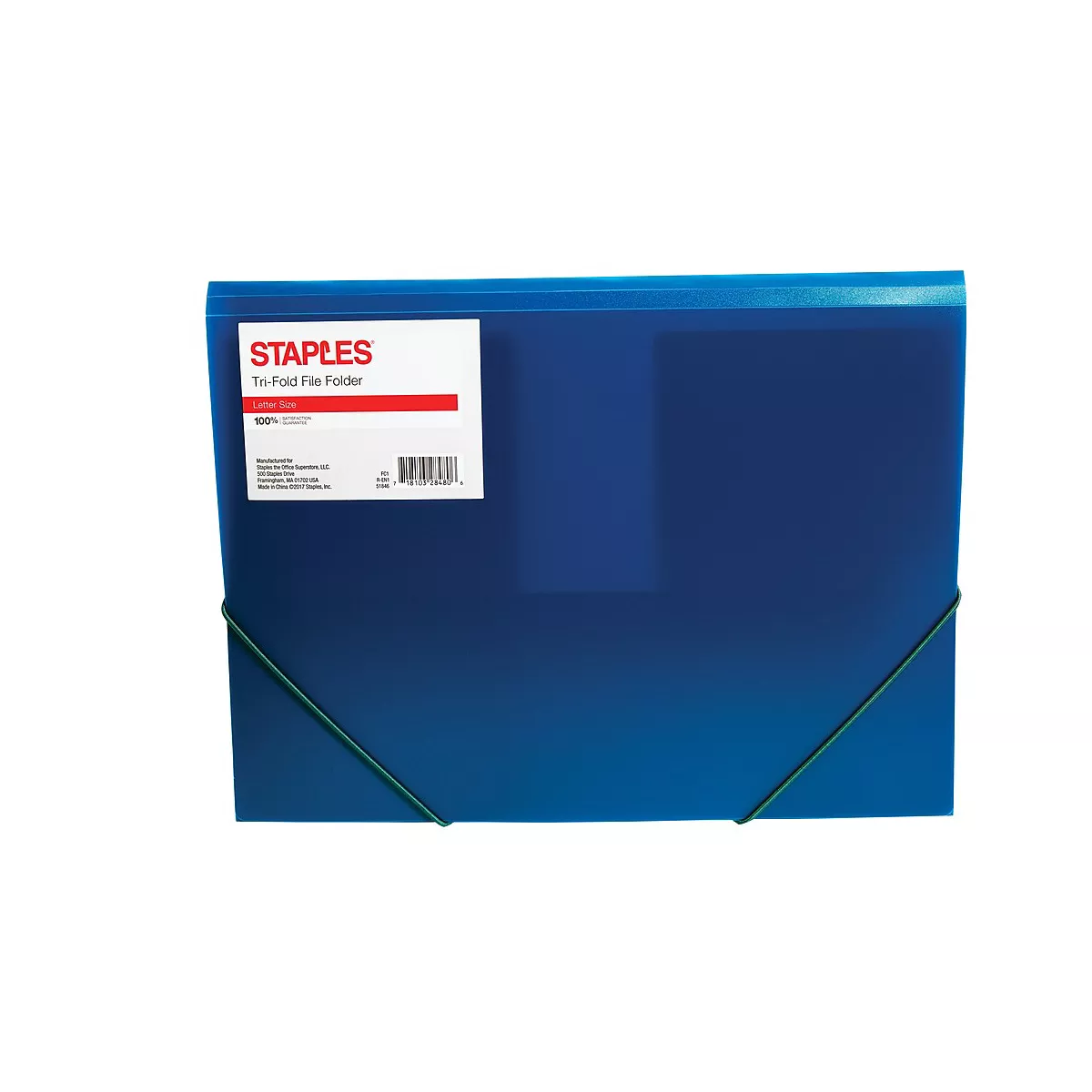 Staples Tri-Fold Plastic Folder Letter Size Assorted Colors (51846) TR51846-US