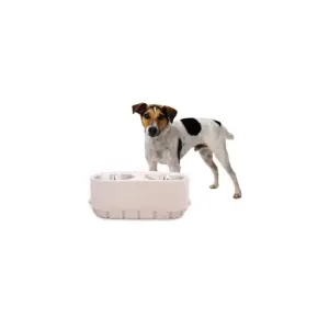 Pet Zone Store-N-Feed Pet Feeder Cat/Dog Bowl - White - 15lbs