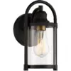John Timberland Avani 10 1/4" High Black and Brass Outdoor Wall Light