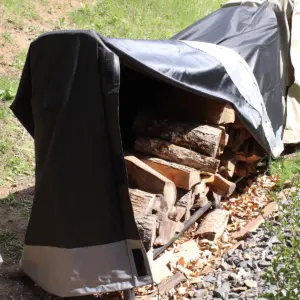 Sunnydaze Outdoor Weather-Resistant Heavy-Duty Polyester with PVC Backing Firewood Log Rack Cover - 5' - Gray and Black