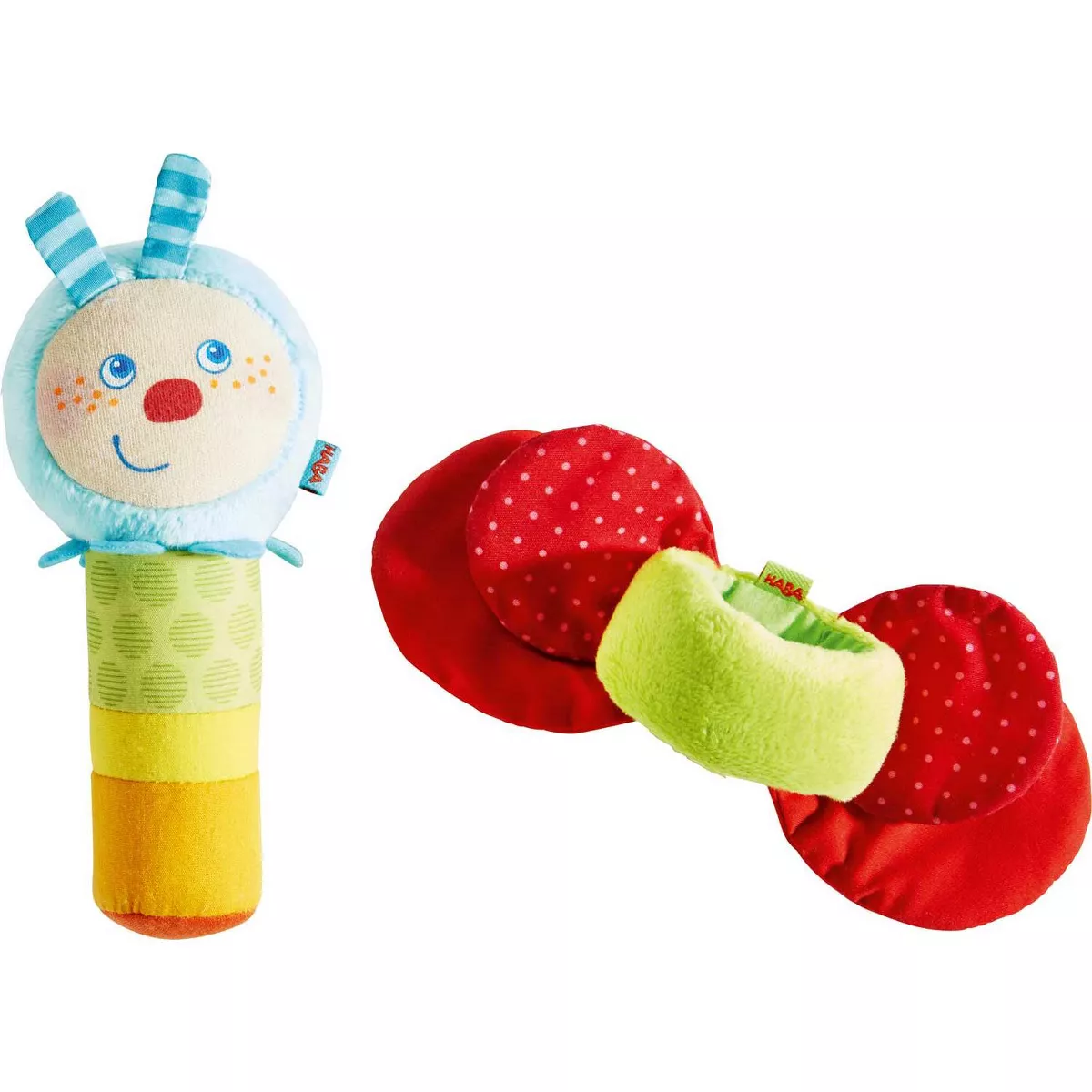 HABA Soft Clutching Figure Caterpillar Mina - Two Piece Plush Set