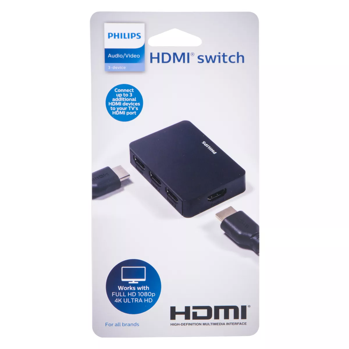 Philips 3 Port HDMI Switch - Black