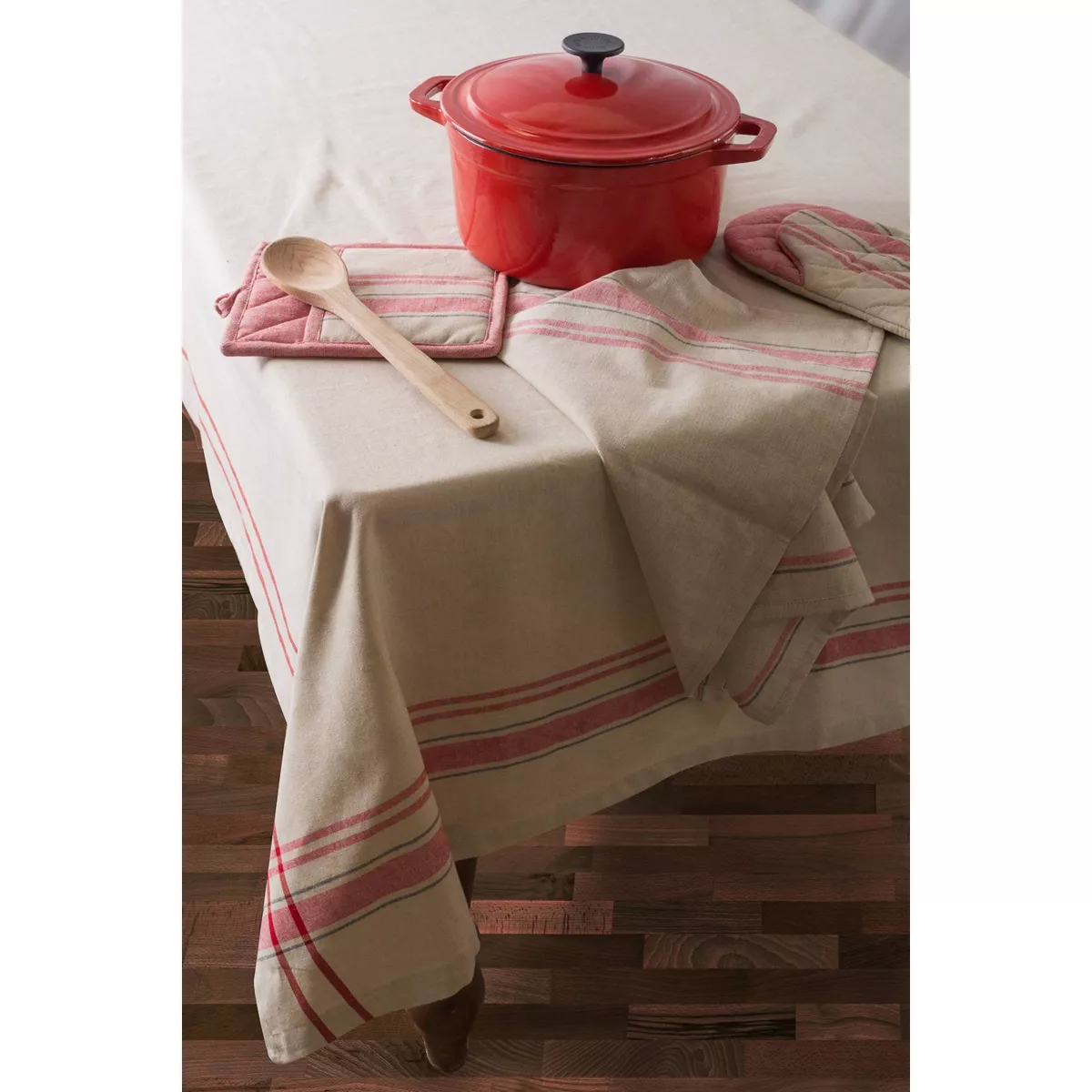 Stripe Red Tablecloth - Design Imports