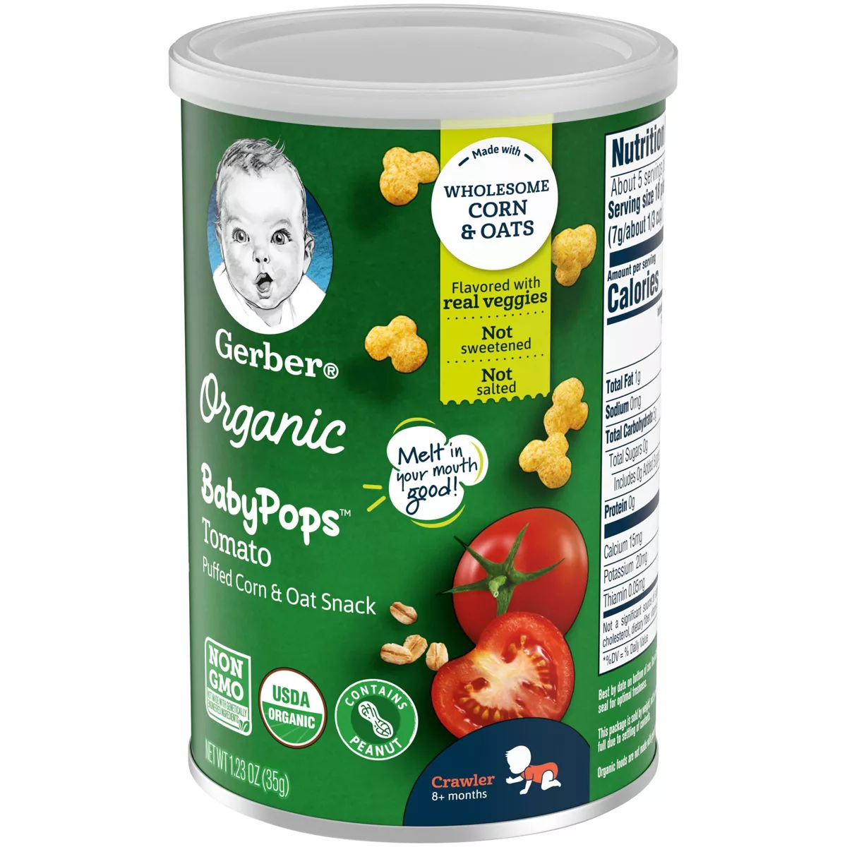 Gerber Organic BabyPops Tomato Puffed Corn & Oat Baby Snacks - 1.23oz