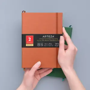 Arteza Hardcover Premium Lined Paper Note Journals, 96 Sheets, Hunter Green & Saddle - 2 Pack (ARTZ-4258)