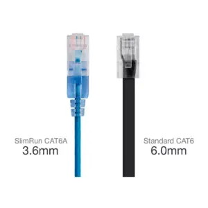 Monoprice SlimRun Cat6A Ethernet Patch Cable - Network Internet Cord - RJ45, Stranded, UTP, Pure Bare Copper Wire, 30AWG, 1ft, 5-Color, 5-Pack