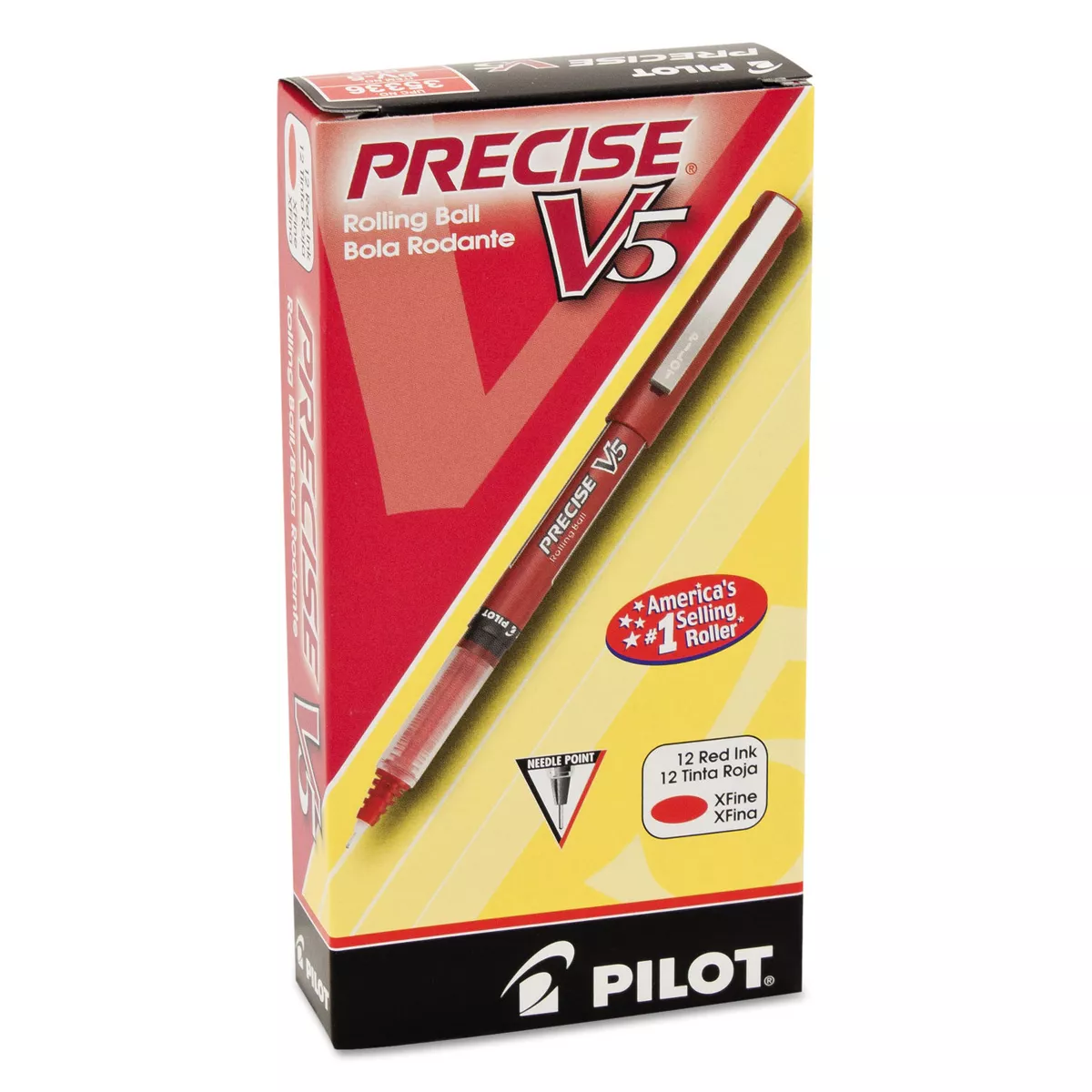 Pilot Precise V5 Roller Ball Stick Pen Precision Point Red Ink .5mm Dozen 35336
