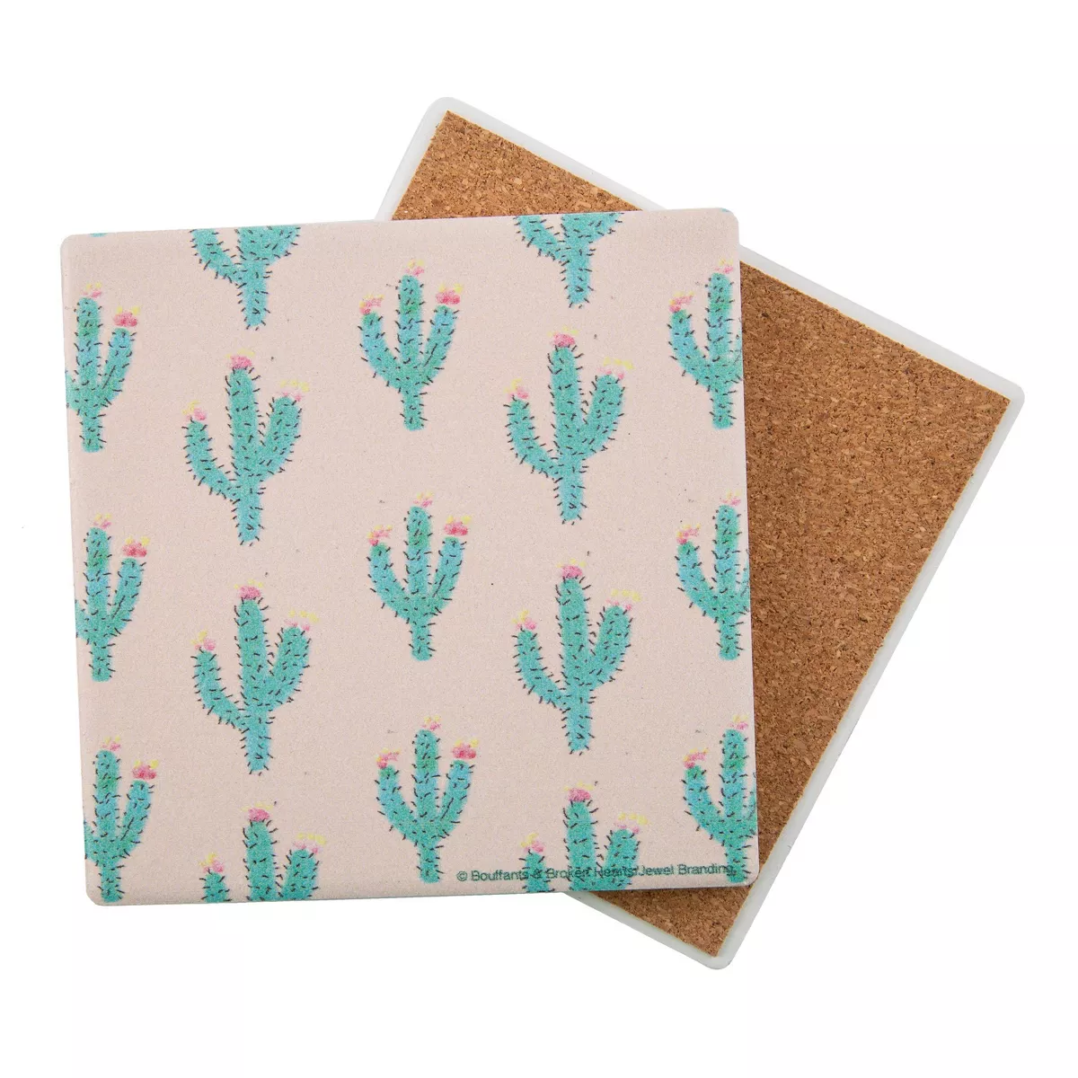 4pk Ceramic Pink Cactus Print Coasters - Thirstystone