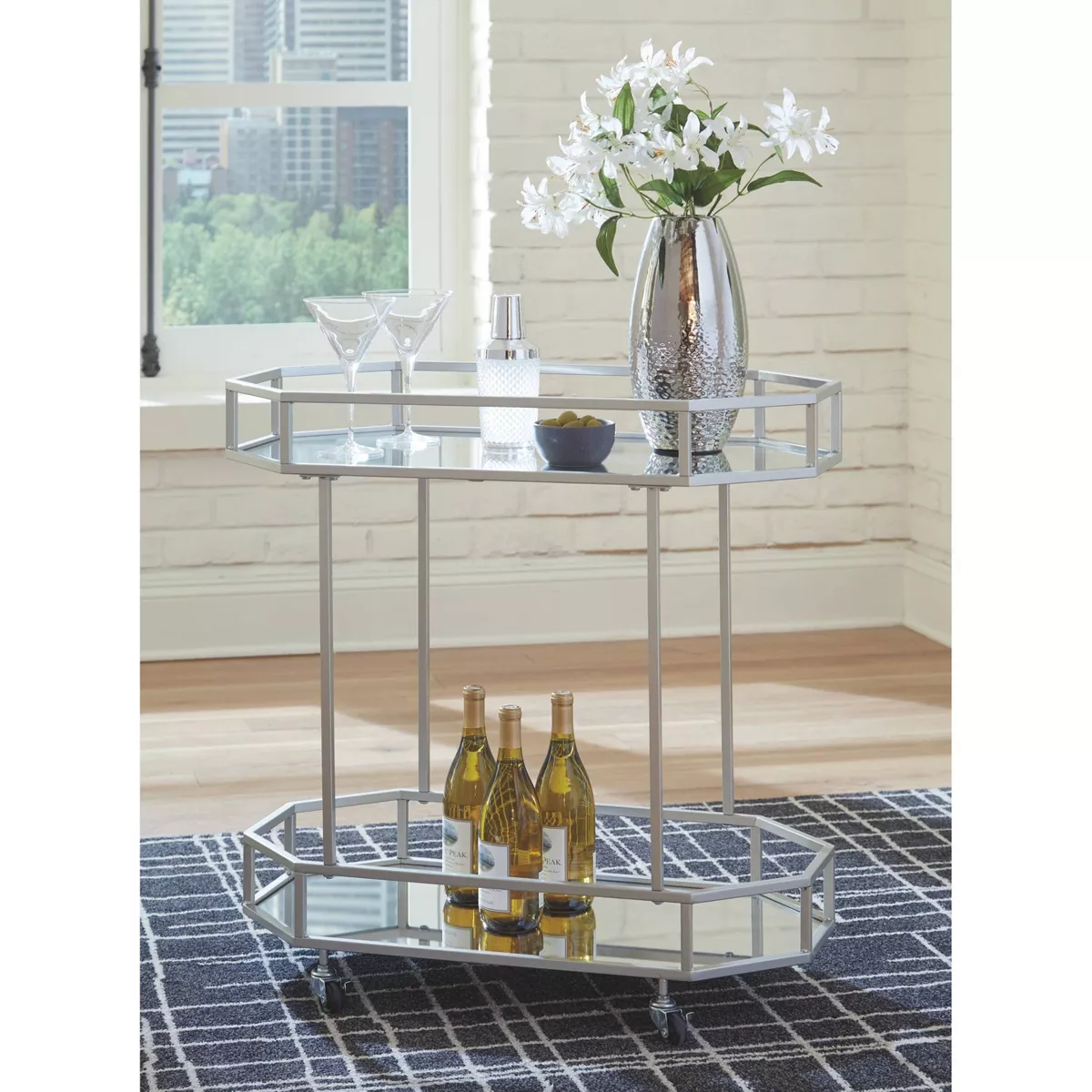 Kadinburg Bar Cart Silver Finish - Signature Design by Ashley