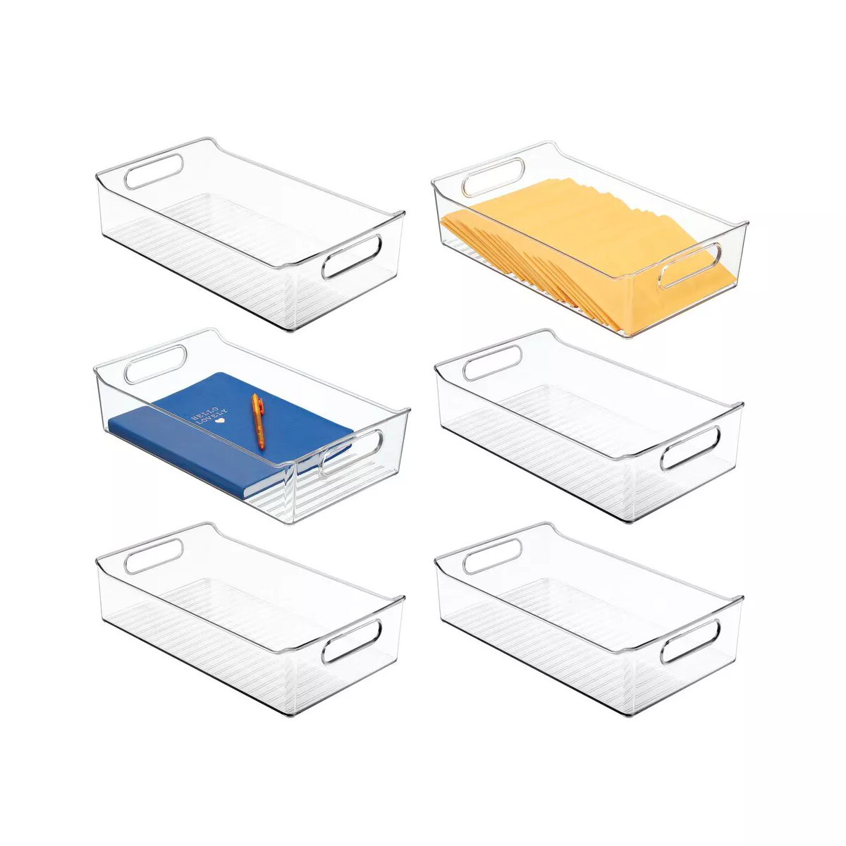 mDesign Plastic Office Drawer Organizer Tray, 6 Pack, Clear
