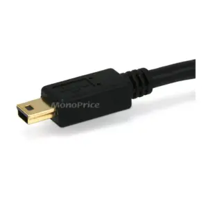 Monoprice USB 2.0 Cable - 15 Feet - Black | USB Type-A Male to USB Mini Type-B 5-Pin, 28/24AWG, Gold Plated For Digital Camera, Cell Phones, PDAs, MP3