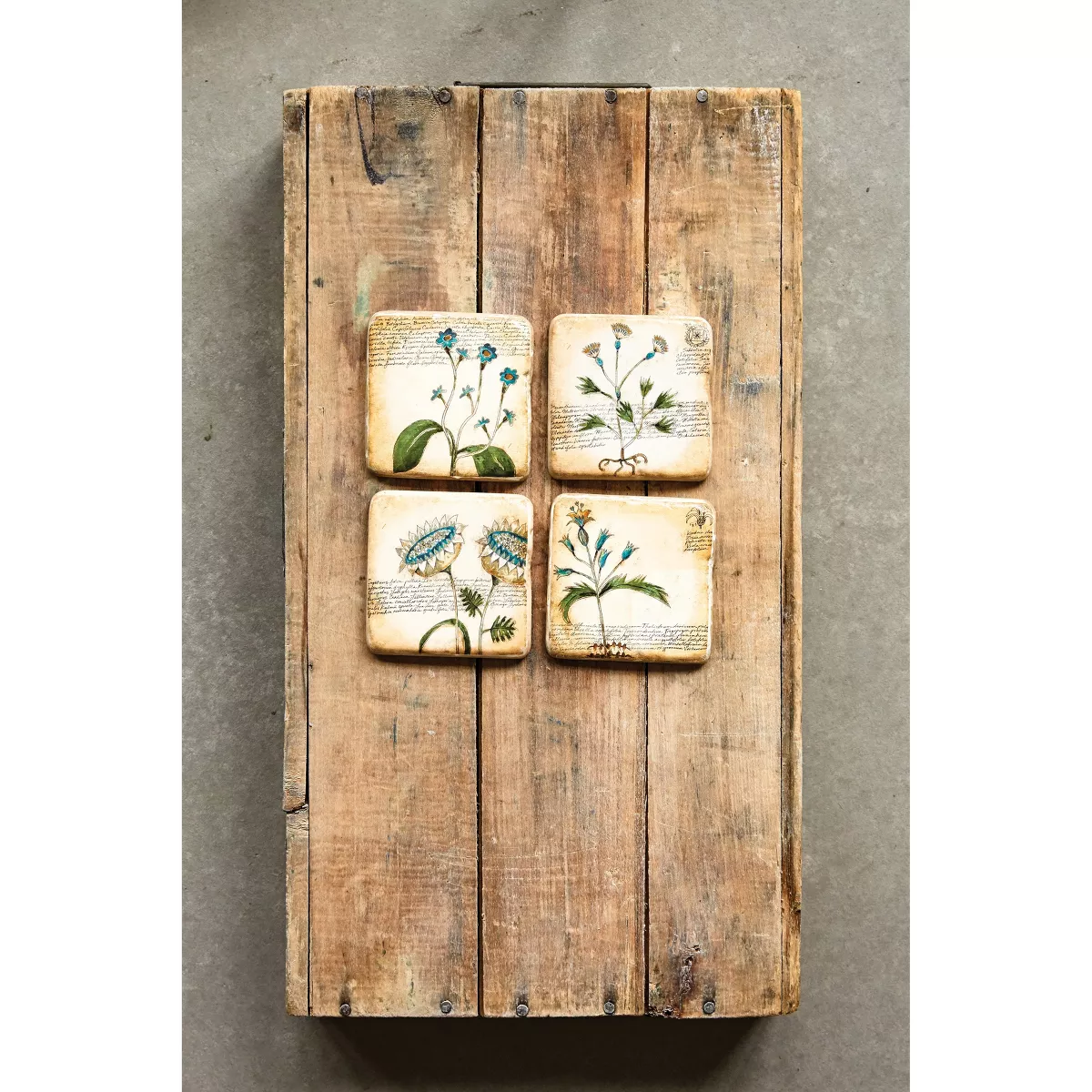 Floral Coasters In Wood Box - Set of 5 - 3R Studios