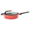 BergHOFF GEM Cast Aluminum Nonstick 11" Covered Saute Pan, Carribean Red, Stay Cool