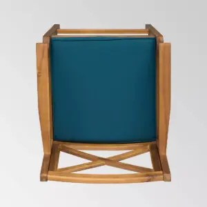 Perla 2pk Acacia Wood Bar Stools - Teak/Blue - Christopher Knight Home