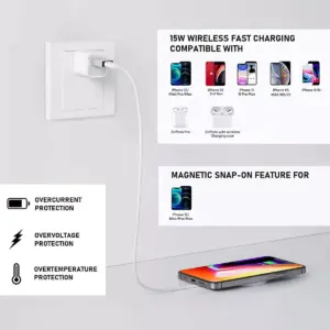 Wasserstein MagSafe Fast Wireless Charger Pad with 20W Quick Charge Power Adapter for iPhone 12, 12 Mini, 12 Pro, 12 Pro Max (White)