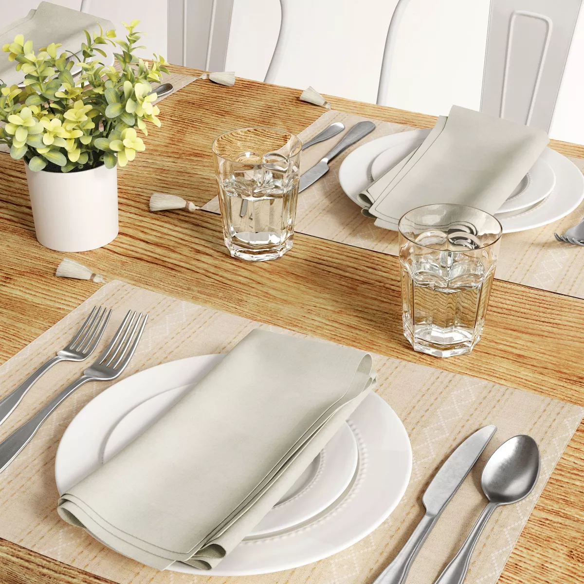 Cotton Printed Placemat with Tassels Beige - Threshold™