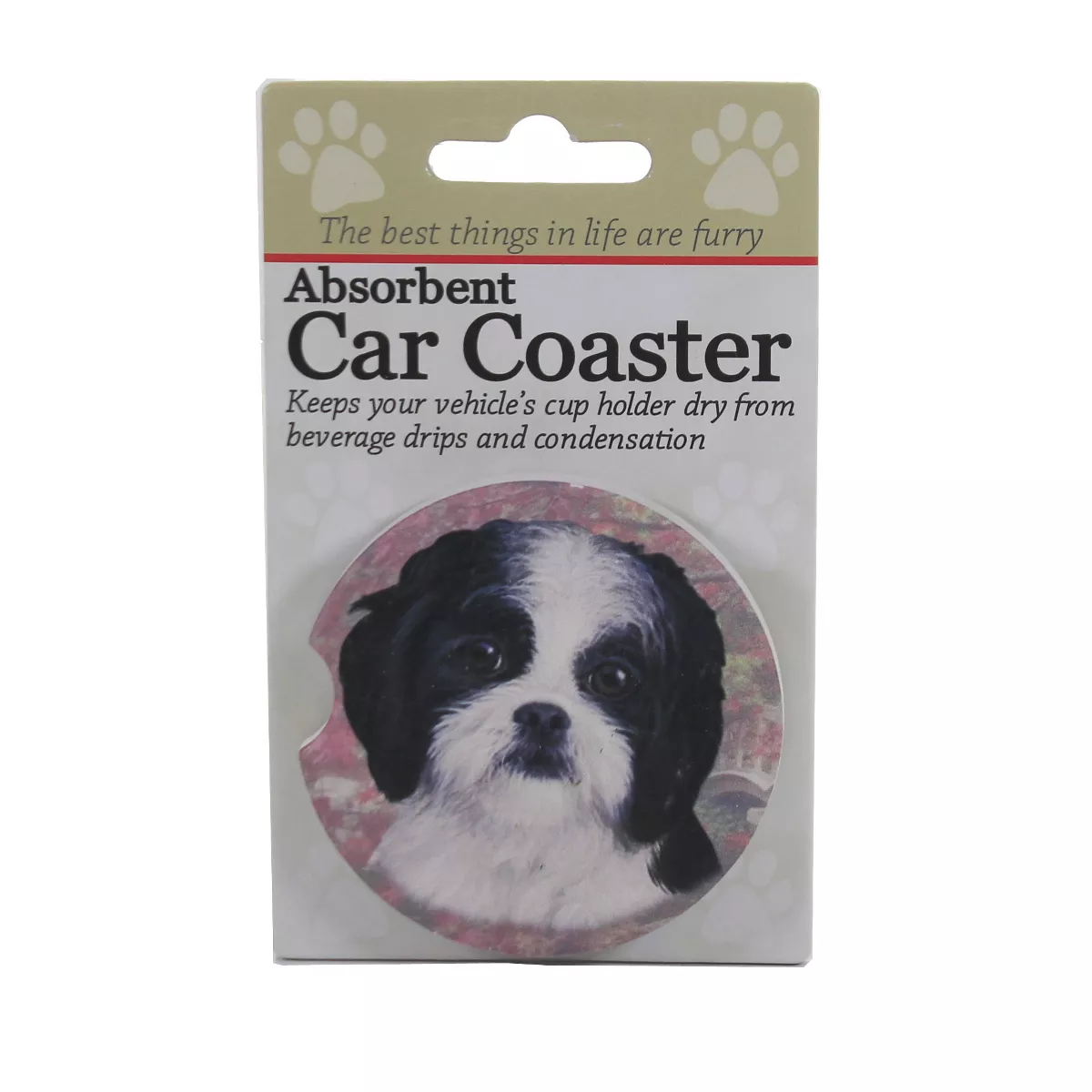 Car Coaster 2.5" Shih Tzu Black & White Coaster Absorbant E & S Pet - Coasters