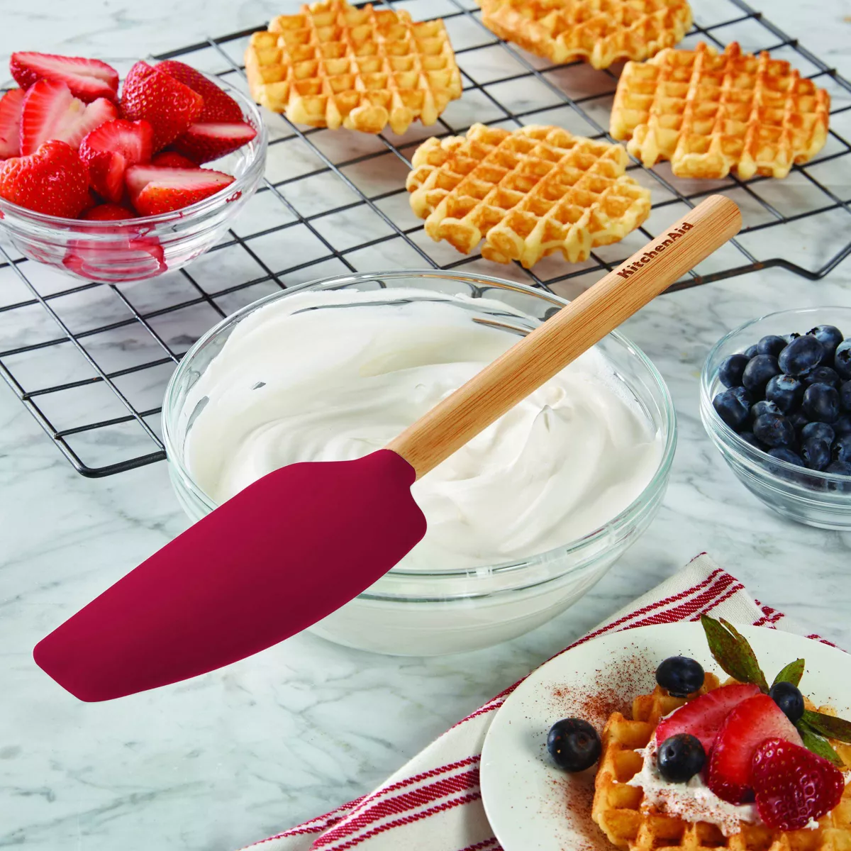 KitchenAid Bamboo Handle Mixer Spatula Red