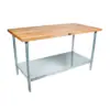 John Boos High-Quality Maple Wood Top Work Table with Adjustable Lower Shelf, 36 x 24 x 1.5 Inch, Galvanized Steel